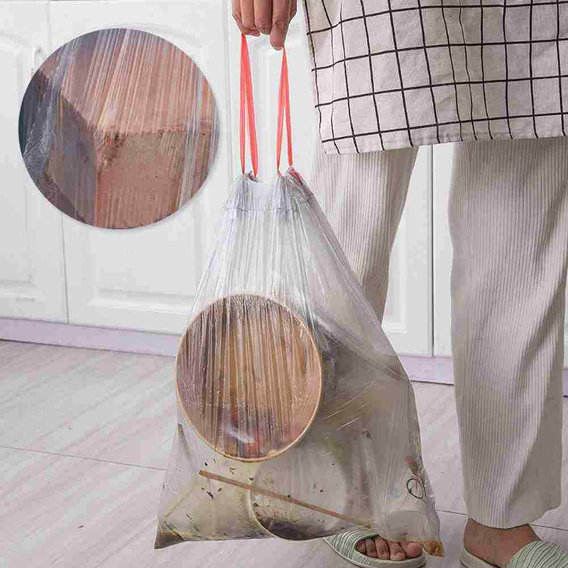 Gray 15pcs Household Portable Thicken Garbage Bag Drawstring S1Z8 Closure V W9M3