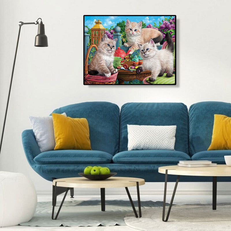 Playing Kitten 5D DIY Diamond Painting Kits Full Square Drill Wall Decor Crafts