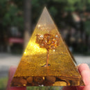 Orgonite Pyramid Amethyst Peridot Healing Crystal Energy Collector Decor Craft