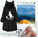 Sherpa Hood Wearable Blanket Fleece Blanket Sweatshirt with Pockets & Sleeves