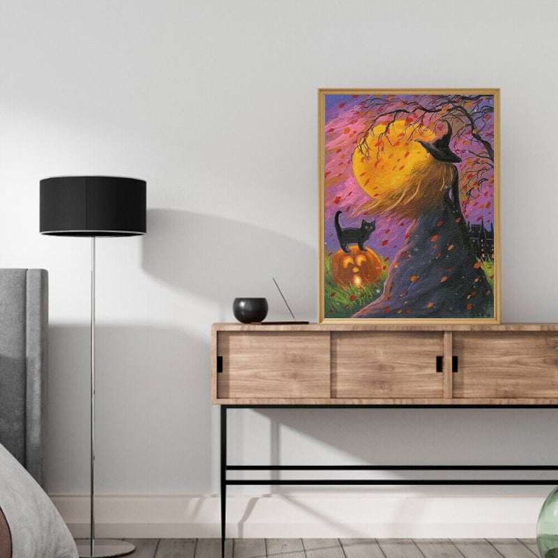 Frameless Oil Paint By Numbers DIY Witch Picture Craft Living Room Decoration