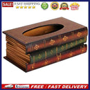 Retro Wood Book Shape Tissue Box Rectangle Napkin Paper Holder Storage Case