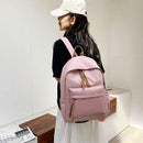 Preppy Style Women Pure Color Knapsack School Travel Large Backpack (Pink)