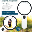 Reading Handheld Seniors Magnifier With LED Illuminated Magnifying Glass 30X
