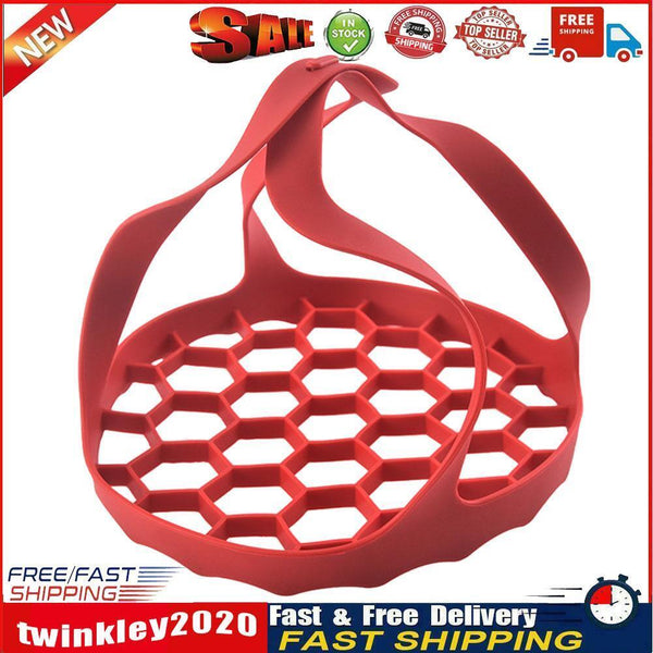 Portable Silicone Food Sling Steamer Multifunction Egg Steamer Rack (Red) Newly