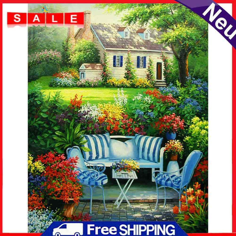 DIY Garden Mosaic Picture Kits Round Diamond Painting for Home Wall Decor Gift