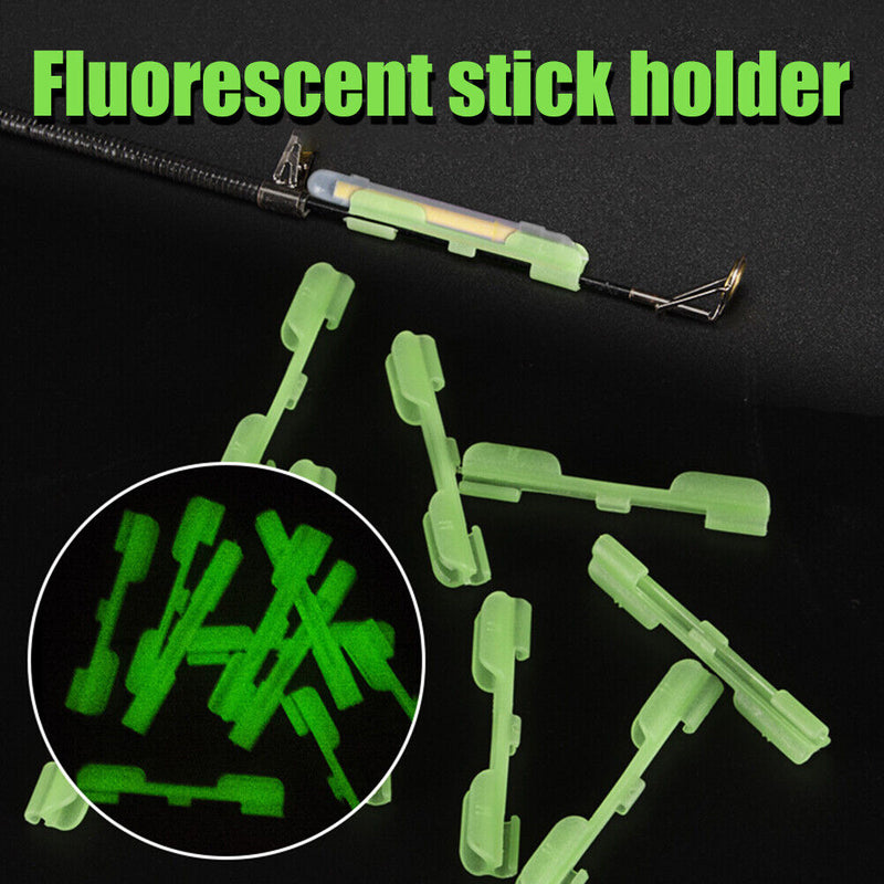 20pcs Night Fishing Rod Tip Light Holder Clip Rods Feeder Fluorescent Glow