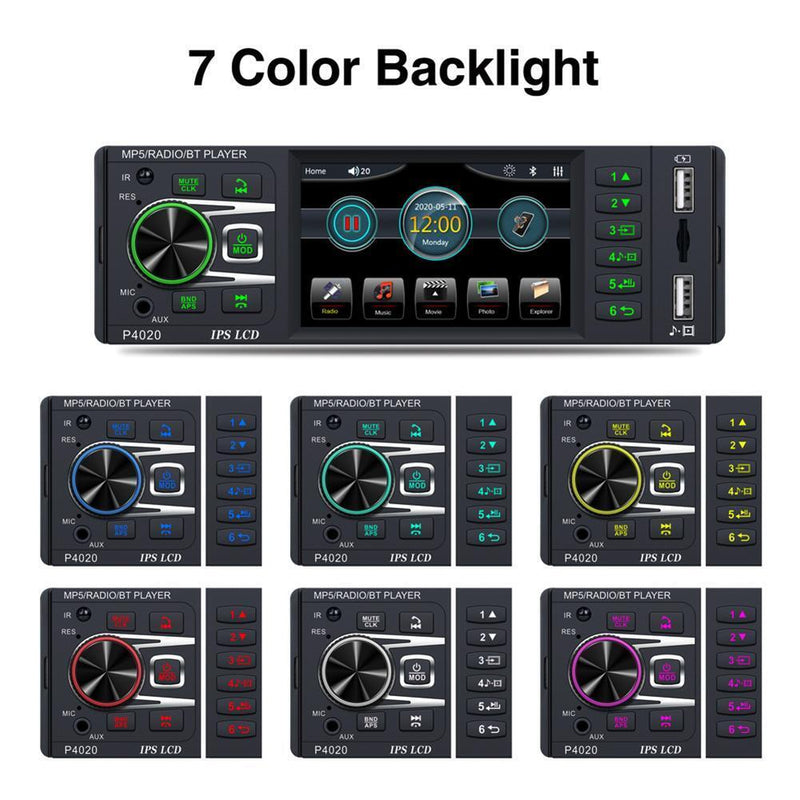 P4020 1 DIN Head Unit Bluetooth-compatible Aux-in TF USB FM Radio Receiver