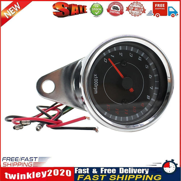 12V Motorcycle Tachometer Blue LED Backlit Analog RPM Gauge REV Counter Newly