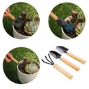 Wooden Handle Mini Shovel Household Three-piece Set S2W5