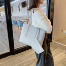 2pcs/set Women Leather Handbag Clutch Solid Totes Fashion Casual Shoulder Bag