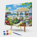 Painting By Numbers Kit DIY Seaside Pavilion Canvas Oil Art Picture Craft