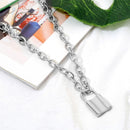 Color Women Long Chain Punk Choker Collar Statement PadLock Pendant Necklace