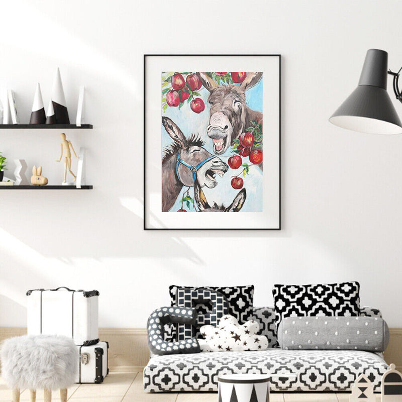 5D Two Donkey Mosaic Diamond Painting Drawing Full Round Drill DIY Art Handcraft