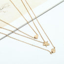 Affeco Simple Women Multi Layer Star Heart Collar Geometry Alloy