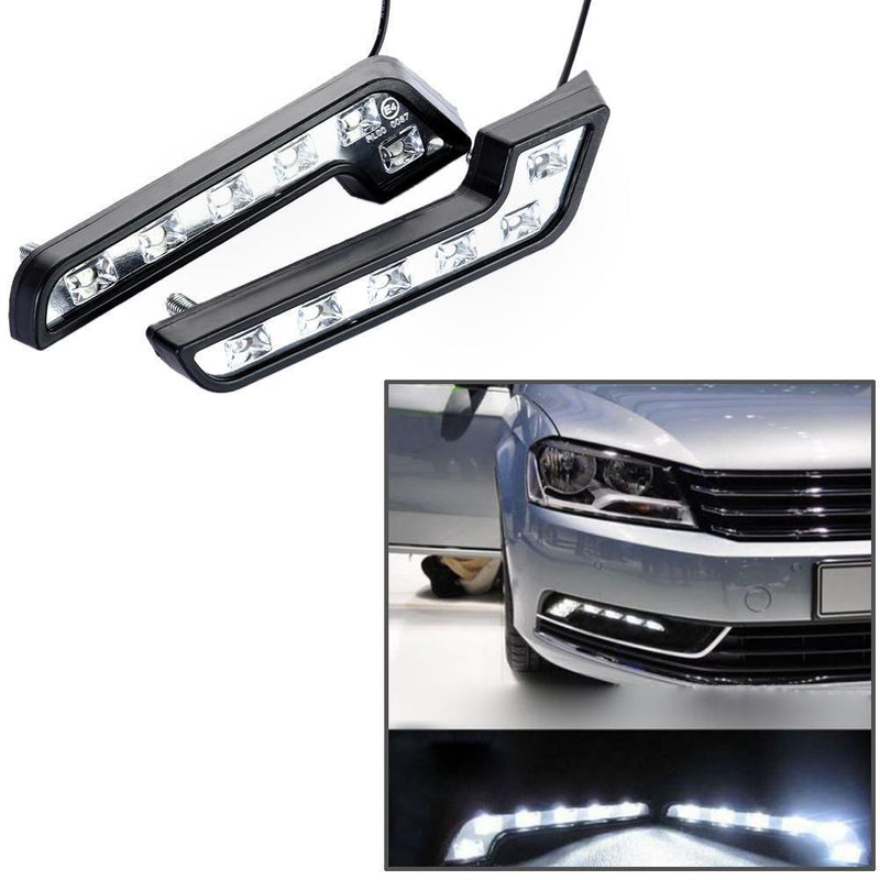 2 x Bright White DC 12V 6 LED Daytime Running Light DRL Car Day Driving Fog