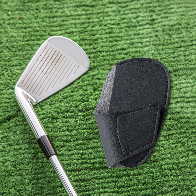 Golf Iron Club Head Cover Rod Head Protective Case PU Wedges Cover (Black)