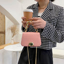 Designer Women Chain PU Leather Shoulder Crossbody Bag Mini Handbag (Pink)