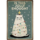 Christmas Tree Cat Plate Metal Tin Sign Plaque for Bar Pub Decorative Iron