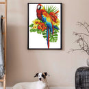 14CT Partial Cross Stitch Flower Parrot Counted DIY Embroidery Home Decoratio