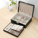 2 Layer Women Jewelry Box, Lockable Organizer, Display Storage Case (Black)