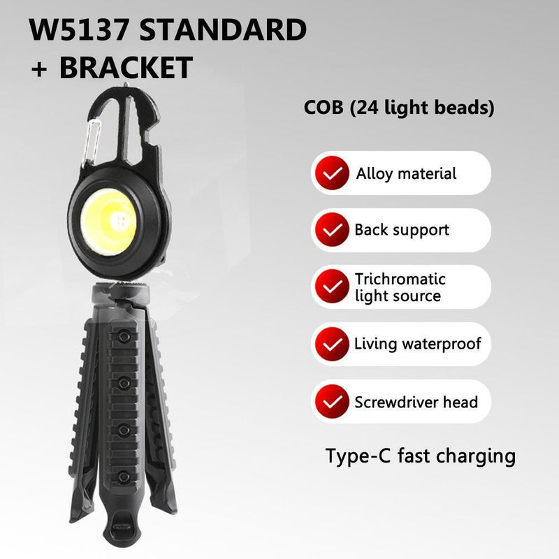 Mini LED COB Keychain Flashlight Emergency Work Light Corkscrew+ Tripod (B)