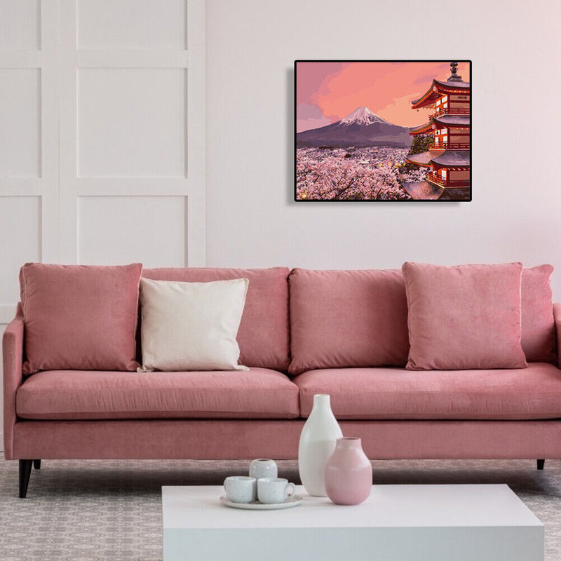 DIY Digital Oil Painting By Numbers Flower Tower Canvas Drawing Picture 40x50