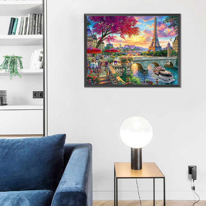 Riverside Tower Oil Paint By Numbers Kit DIY Handpainted on Canvas Wall Art