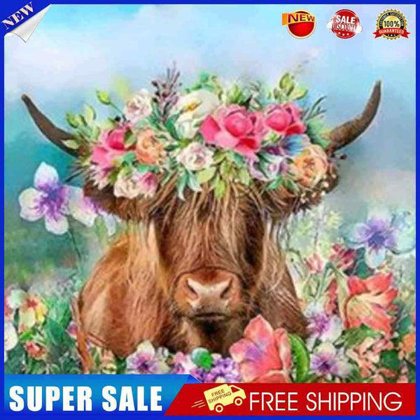 Cow Flowers Diamond Painting Rhinestone Full Round Drill for Room Decoratio