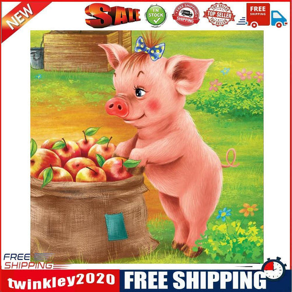 Diamond Painting 5D DIY piglet eating Full Round Drill Rhinestone Picture