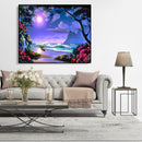 Painting By Numbers Kit DIY Bright Moon Hand Painted Canvas Oil Art Picture