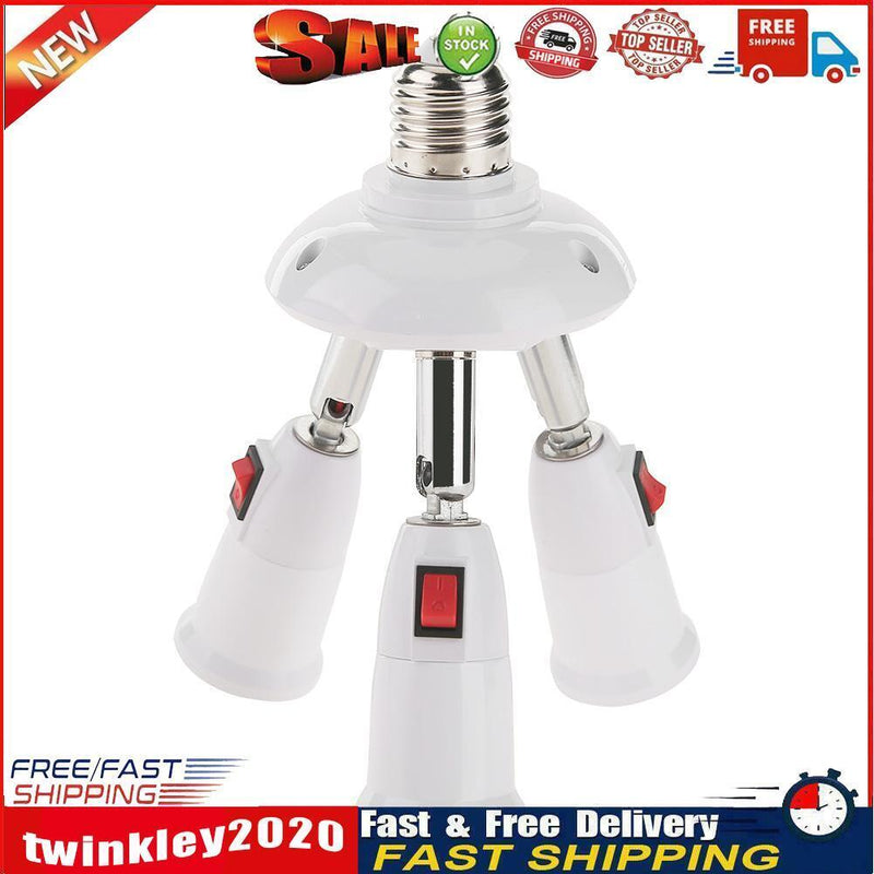 E27 Splitter 3 Heads Lamp Base Adjustable LED Light Holder Adapter Socket Newly