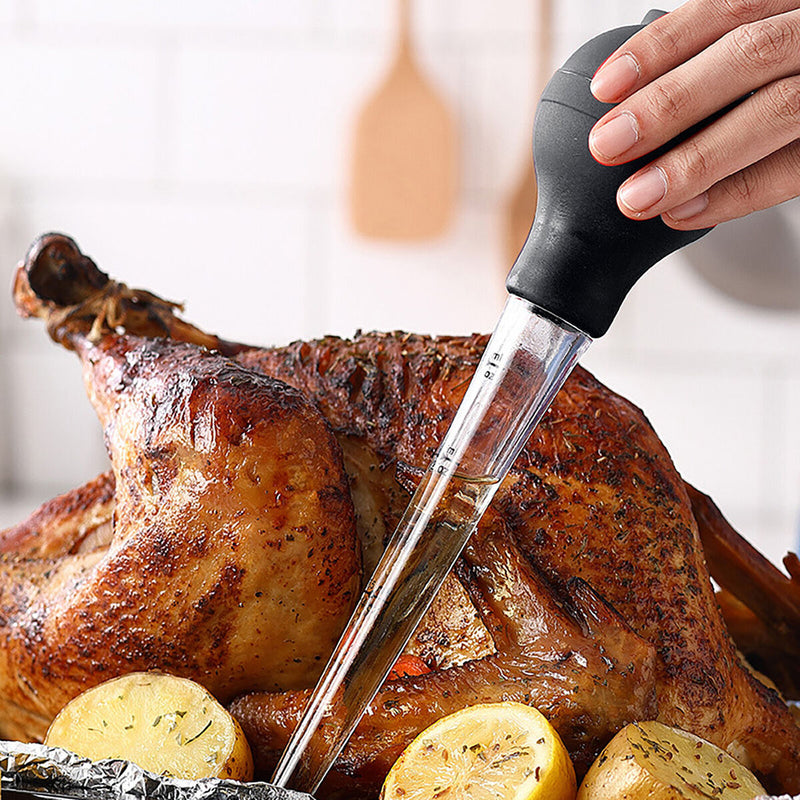 Turkey Baster Syringe, Meat Marinade Injector with Needles Cleaning Brush