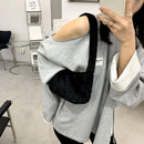 Retro Shoulder Handbags Women Solid Color Plush Underarm Bag Purse (Black)