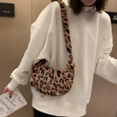 Fashion Leopard Printed Women Shoulder Bag Plush Travel Daily Crossbody Handbag