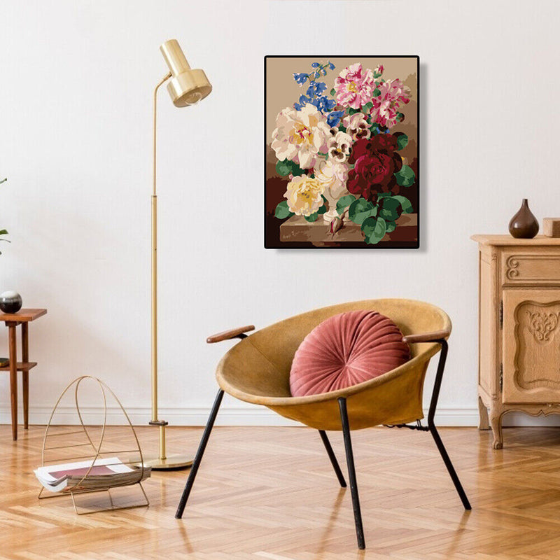 DIY Digital Oil Painting By Numbers Kits Colorful Flower Acrylic Color Drawing