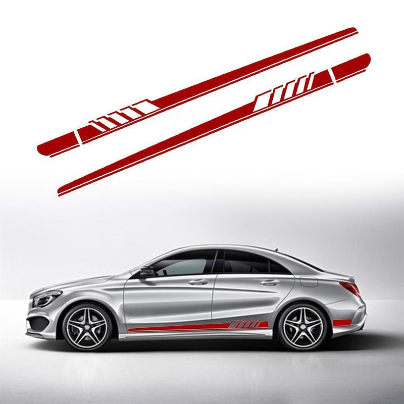 2pcs Car Side Body Vinyl Decals Long Stripe Stickers for Mercedes-Benz(Red)