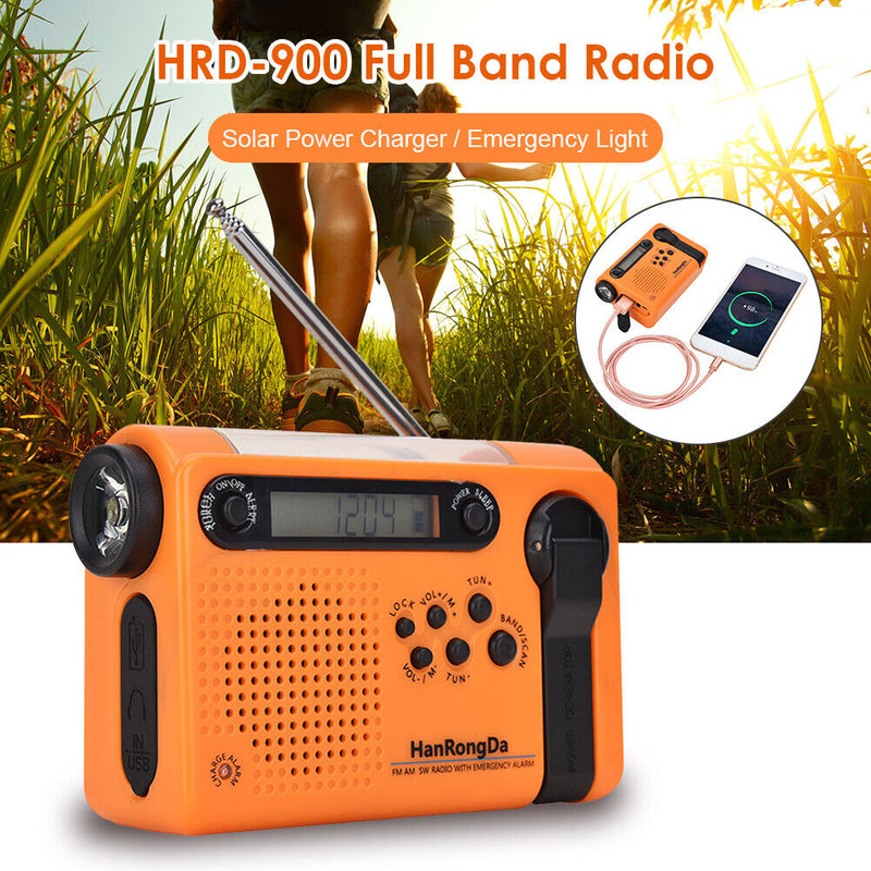 Portable Solar Full Band Radio FM AM LED Flashlight Power Bank Radiogram Newly