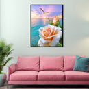 5D Drawing Picture Kit DIY Room Full Round Drill Flowers on Sea Diamond Pai