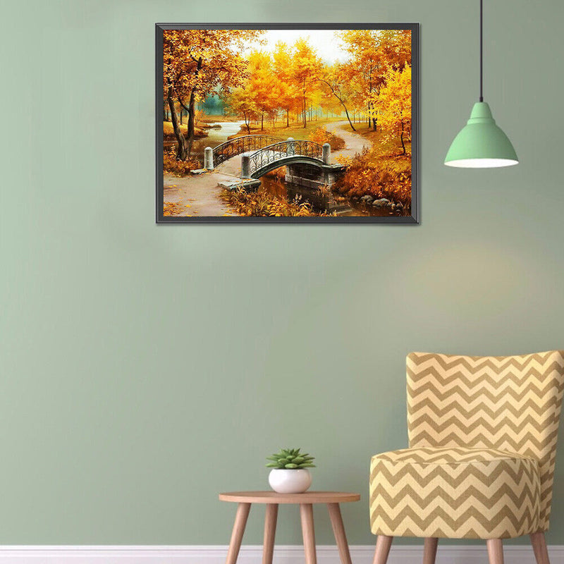 5D DIY Full Drill Round Shape Farm Scene Rhinestone Diamond Drawing Home Deco