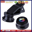 Clip 3-in-1 180 Fish-Eye Lens+Wide Angle Lens+Macro Lens Black