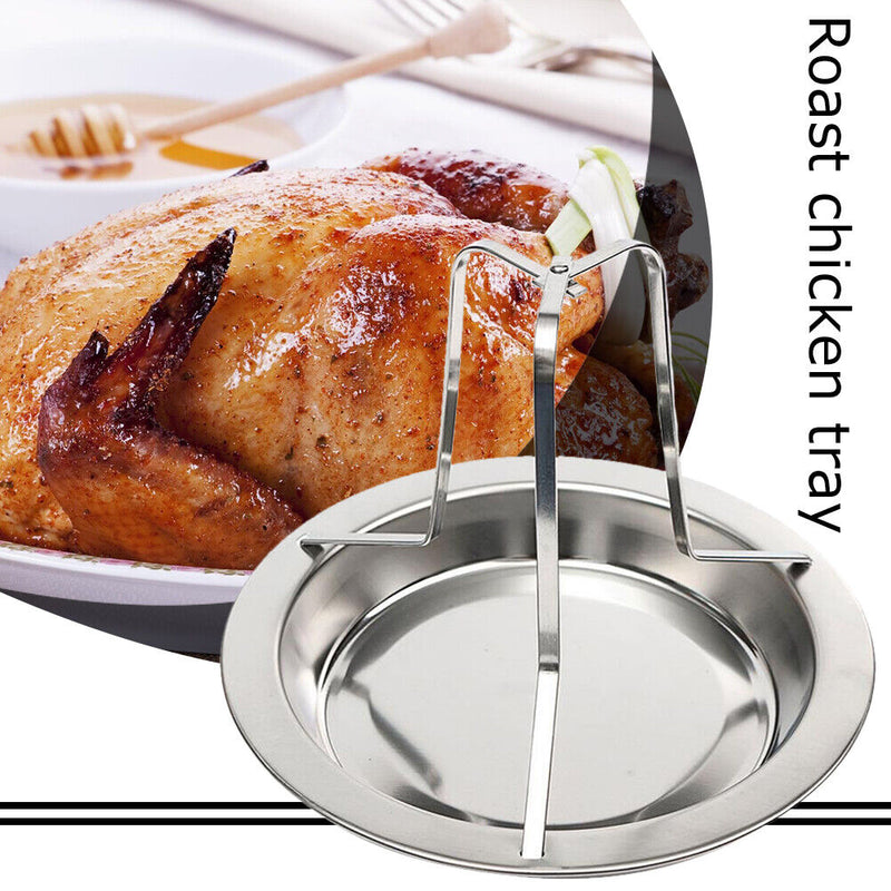 Stainless Steel Chicken Roaster Rack Plate Non Stick DIY BBQ Grill Stand