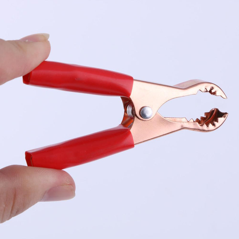 2 Red+ 2 Black 50A Copper Coated Car Battery Test Clips Alligator Clamps