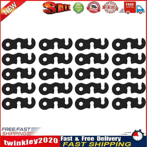 20pcs Outdoor Camping Tent Parachute Cord Rope Buckle Fastener (Black) Newly