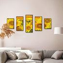 5D DIY Full Square Drill Diamond Painting 5 Panel Sunflower Mosaic Handmade
