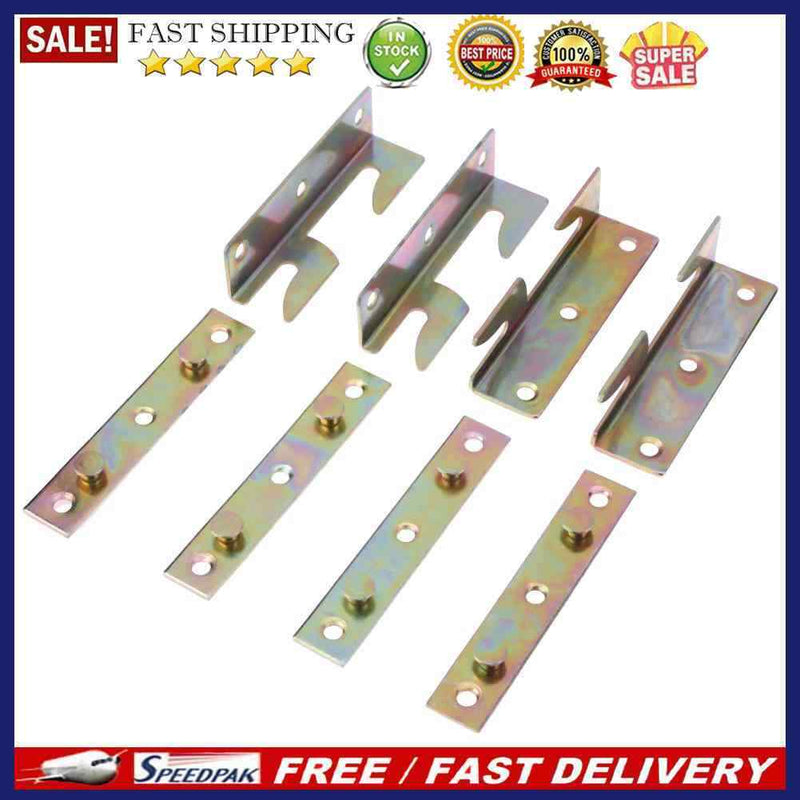 8pcs Iron Bed Fittings Connectors Brackets Joiners Hook Frame Replacement