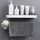 Adhesive Towel Shelf Shampoo Rack Bar Storage Rack Bathroom Shelves Organizer