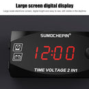 Digital LED Display Meters Voltmeter Car Motorcycle Time Clock (Red Light)