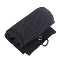 Golf Towel 41x54cm Tri-Fold Microfiber Waffle Towel Sweat-absorbent (Black)