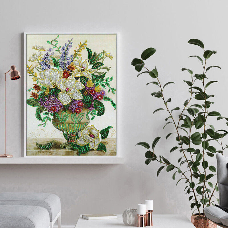 Handmade 5D DIY Special Shaped Diamond Painting Flower Vase Picture Kit Newly